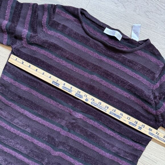 Vintage Valerie Stevens Sweater Medium Purple 90s Y2K Stripe Wool Blend Textured - Picture 3 of 10